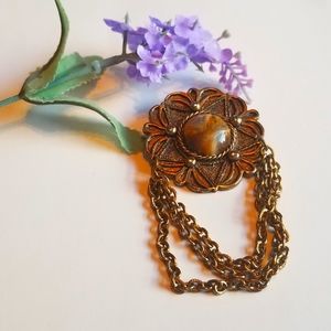 Vintage Big Flower Brooch With Chain For Women